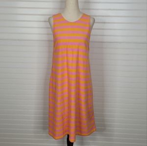 Zara Orange & Pink Striped Short Sleeve Terry Shift Mini Dress